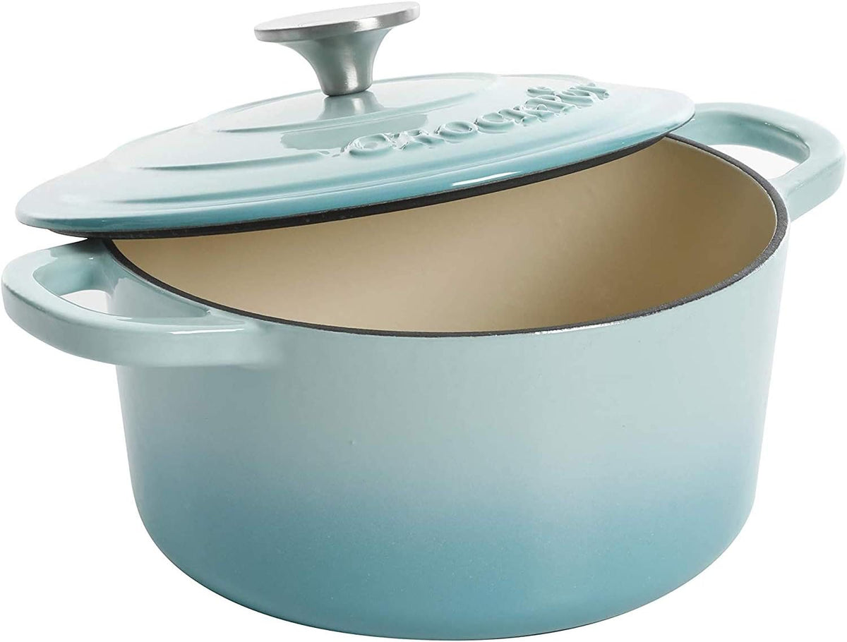 3 Quart Enameled Cast Iron Dutch Oven – Aqua - Curated Catalog E3