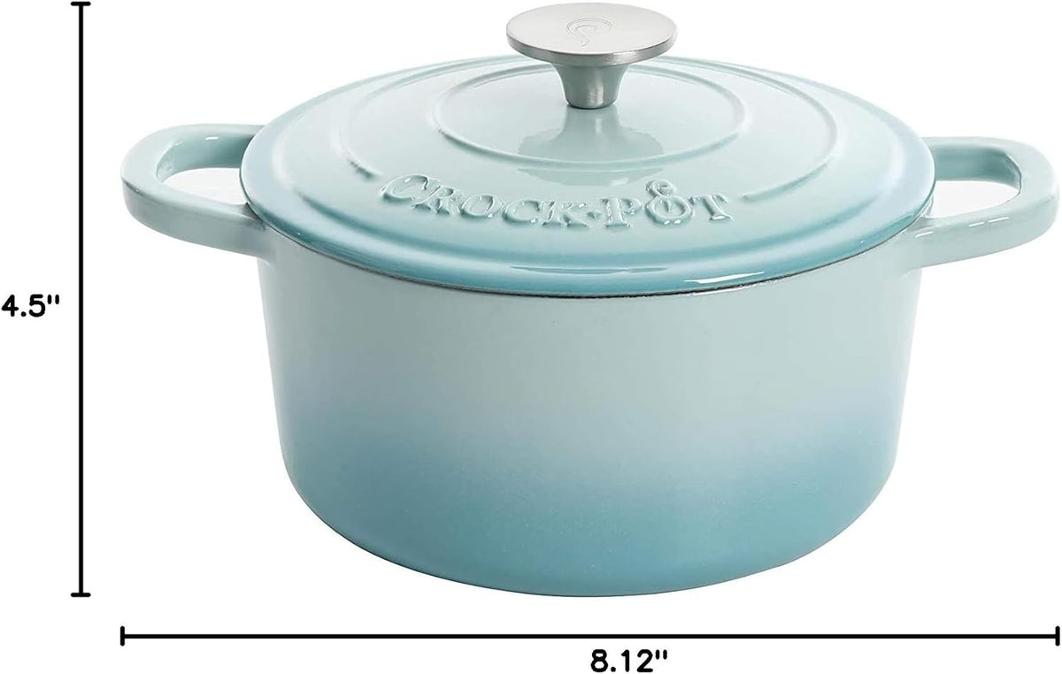 3 Quart Enameled Cast Iron Dutch Oven – Aqua - Curated Catalog C9